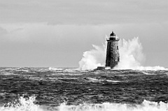 Waves Breaking Around Whaleback Lighthouse in Maine